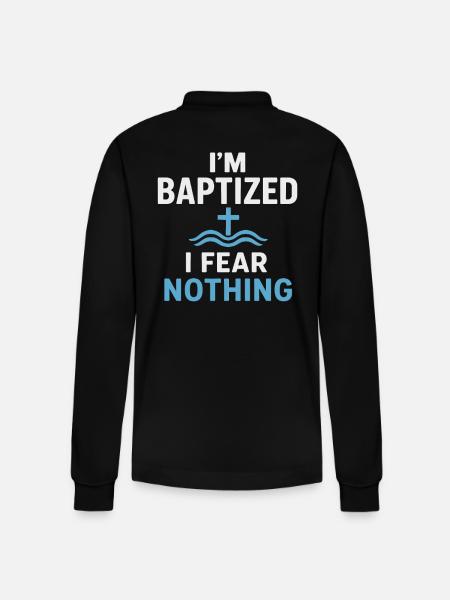 I'm baptized, fear nothing - Stanley/Stella Organic Unisex Long-Sleeved Polo Shirt Prepster - black
