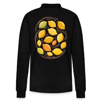 Frische Zitrusfrüchte Illustration - Stanley/Stella Unisex Bio-Langarm-Poloshirt Prepster - Schwarz - Hinten - Anna (173cm)