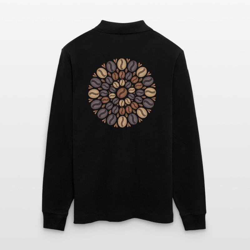 Kaffee Boho Mandala Kaffeebohnen Muster Stanley/Stella Unisex Bio-Langarm-Poloshirt Prepster