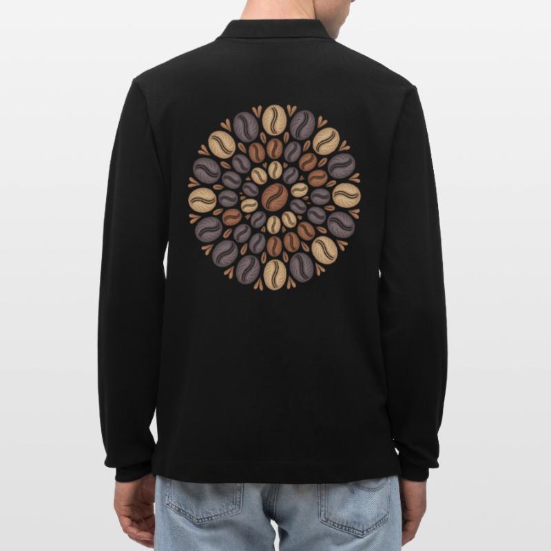 Kaffee Boho Mandala Kaffeebohnen Muster Stanley/Stella Unisex Bio-Langarm-Poloshirt Prepster