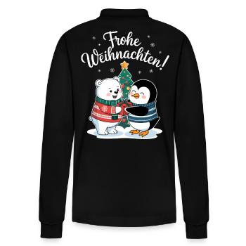 Frohe Weihnachten Eisbär Pinguin süß Bescherung - Stanley/Stella Unisex Bio-Langarm-Poloshirt Prepster - Schwarz - Hinten - Anna (173cm)