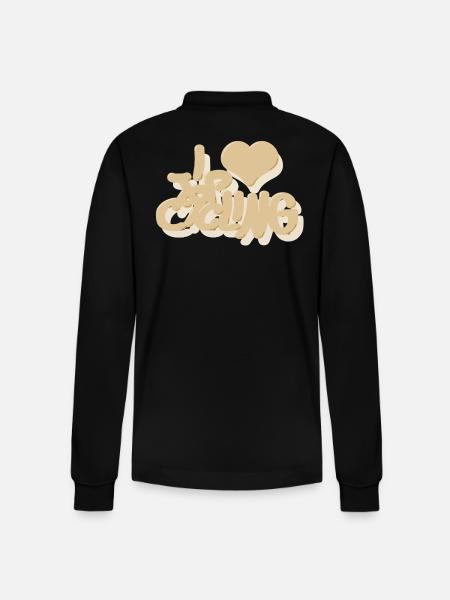 I_love_Cycling_beige - Stanley/Stella Organic Unisex Long-Sleeved Polo Shirt Prepster - black