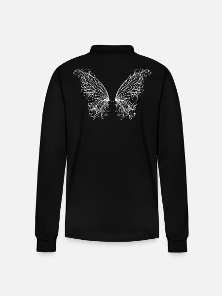 Wings, delicate white transparent - Stanley/Stella Organic Unisex Long-Sleeved Polo Shirt Prepster - black
