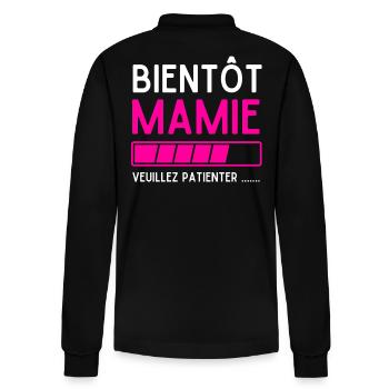 Oma bald bitte warten - Stanley/Stella Unisex Bio-Langarm-Poloshirt Prepster - Schwarz - Hinten - Anna (173cm)