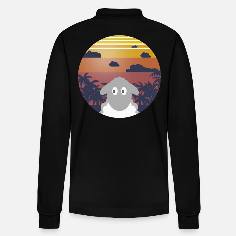 Moutons au coucher du soleil - Polo à manches longues bio PREPSTER Stanley/Stella Unisexe - noir