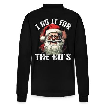 Christmas I Do It For The Ho's lustiger Spruch - Stanley/Stella Unisex Bio-Langarm-Poloshirt Prepster - Schwarz - Hinten - Anna (173cm)