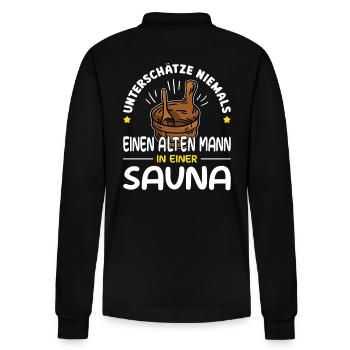 Ne sous-estimez jamais un vieil homme dans un sauna - Polo à manches longues bio PREPSTER Stanley/Stella Unisexe - noir - Dos - Anna (173cm)