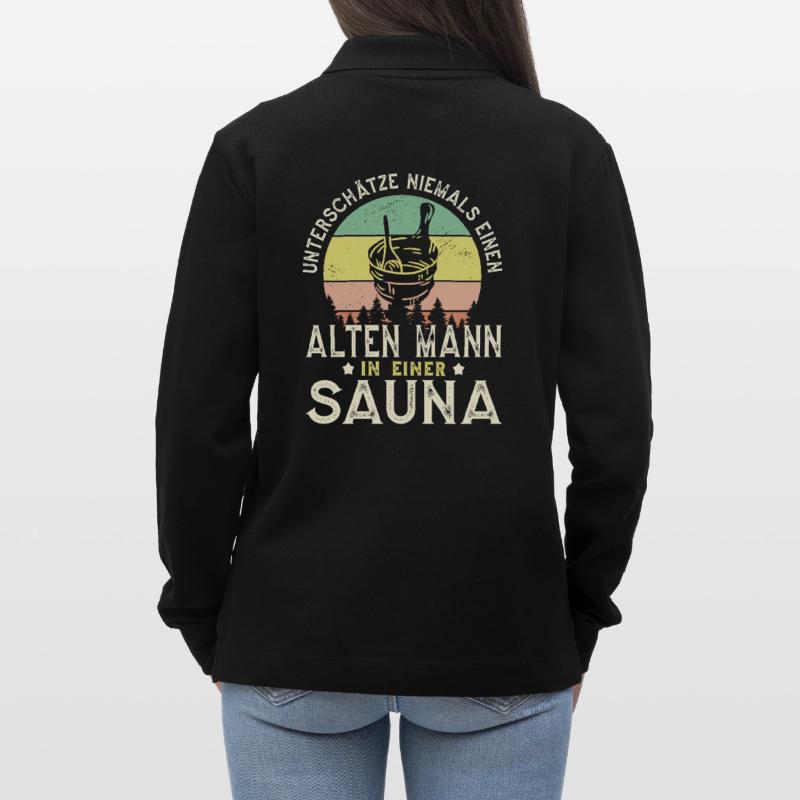 Never underestimate an old man in a sauna Stanley/Stella Organic Unisex Long-Sleeved Polo Shirt Prepster