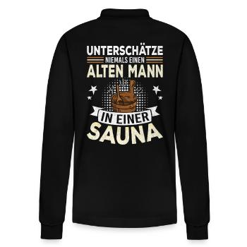 Ne sous-estimez jamais un vieil homme dans un sauna - Polo à manches longues bio PREPSTER Stanley/Stella Unisexe - noir - Dos - Anna (173cm)