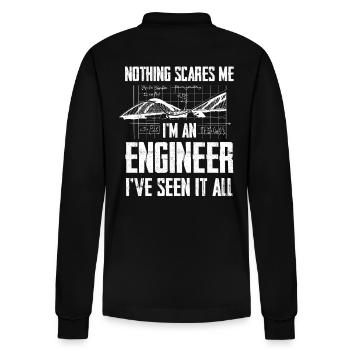 Engineer Nothing Scares Me Graphic - Stanley/Stella Organic Unisex Long-Sleeved Polo Shirt Prepster - black - Back - Anna (173cm)