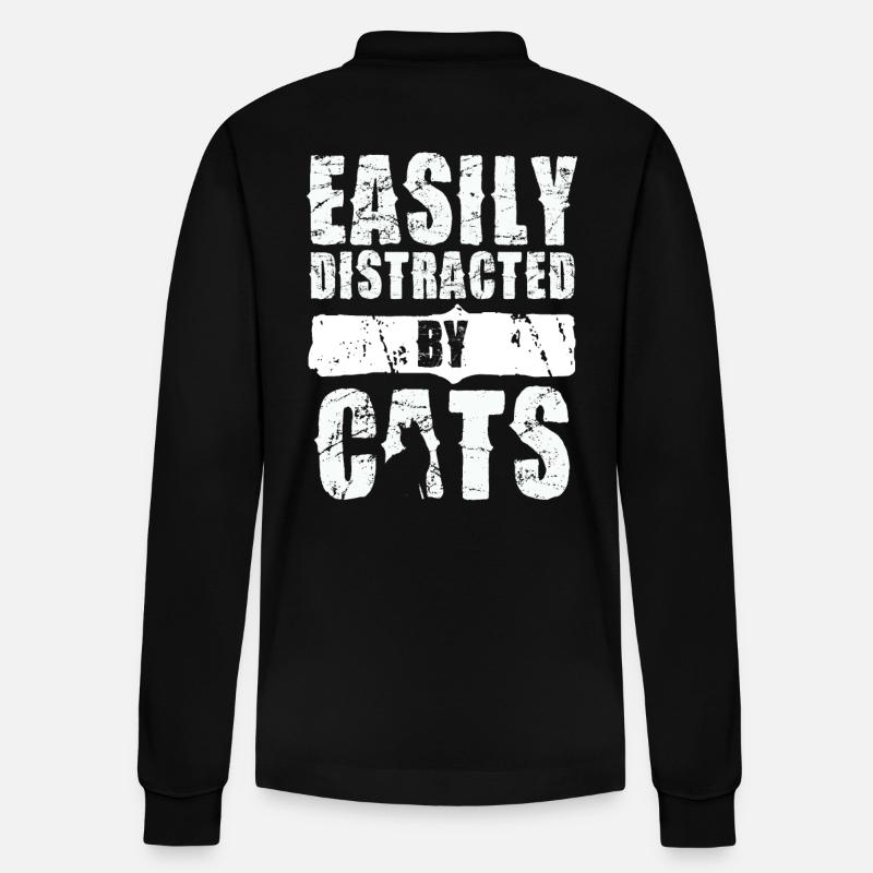 Leicht Ablenkbar Durch Katzen - Stanley/Stella Unisex Bio-Langarm-Poloshirt Prepster - Schwarz
