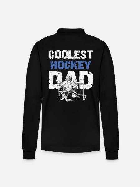Coolest hockey dad design - Stanley/Stella Organic Unisex Long-Sleeved Polo Shirt Prepster - black