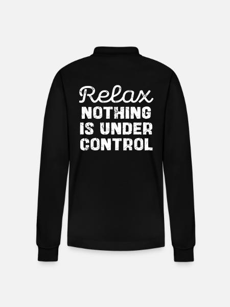 Relax, nothing is under control - Stanley/Stella Organic Unisex Long-Sleeved Polo Shirt Prepster - black