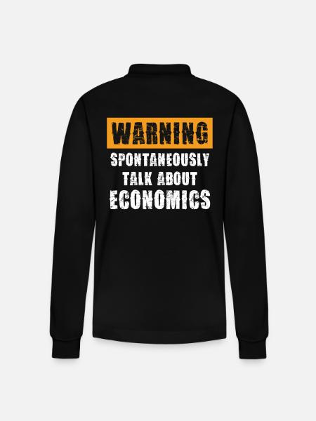 Attention: Spontaneous conversations about economics - Stanley/Stella Organic Unisex Long-Sleeved Polo Shirt Prepster - black