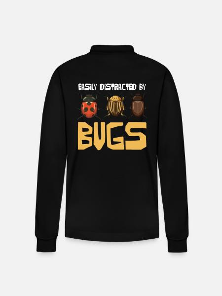 Easily distracted by bugs Design - Stanley/Stella Organic Unisex Long-Sleeved Polo Shirt Prepster - black