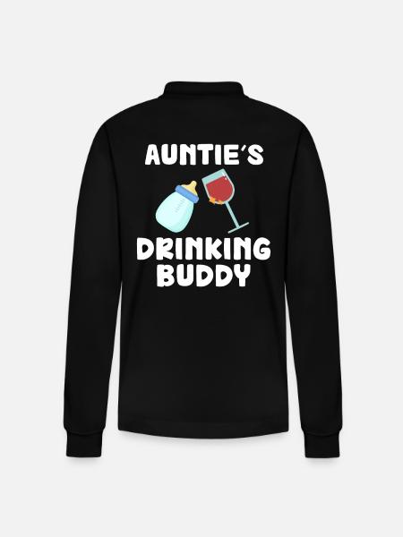 Auntie's Drinking Buddy Funny - Stanley/Stella Organic Unisex Long-Sleeved Polo Shirt Prepster - black
