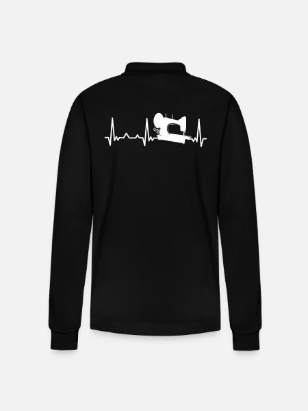 Sewing Machine Heartbeat Sewing Passion - Stanley/Stella Organic Unisex Long-Sleeved Polo Shirt Prepster - black