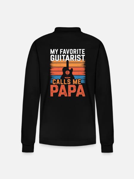 Mon guitariste préféré m’appelle Papa - Polo à manches longues bio PREPSTER Stanley/Stella Unisexe - noir