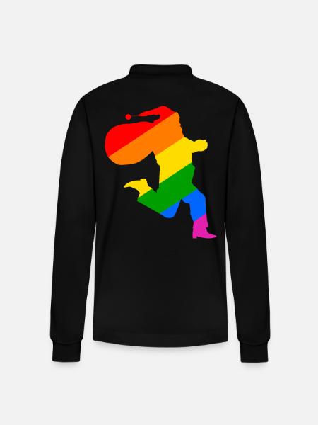 Rainbow Santa Claus - Stanley/Stella Organic Unisex Long-Sleeved Polo Shirt Prepster - black