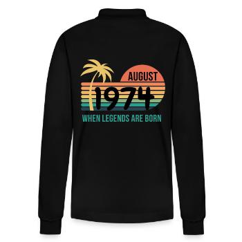 Vintage august 1974, 50th Birthday Gift - Stanley/Stella Organic Unisex Long-Sleeved Polo Shirt Prepster - black - Back - Anna (173cm)