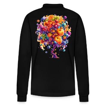 Bunte Weltenbaum Explosion - Stanley/Stella Unisex Bio-Langarm-Poloshirt Prepster - Schwarz - Hinten - Anna (173cm)