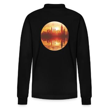 Sunset Cityscape Reflection - Stanley/Stella Organic Unisex Long-Sleeved Polo Shirt Prepster - black - Back - Anna (173cm)