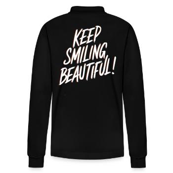 Gardez le sourire belle affirmation positive - Polo à manches longues bio PREPSTER Stanley/Stella Unisexe - noir - Dos - Anna (173cm)