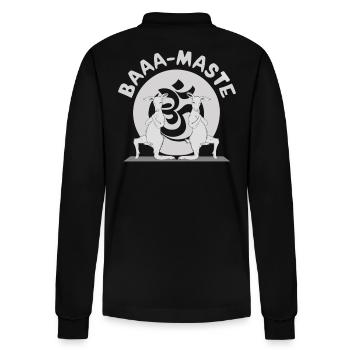 Baaa-Maste Goats Yoga Relaxation - Stanley/Stella Organic Unisex Long-Sleeved Polo Shirt Prepster - black - Back - Anna (173cm)