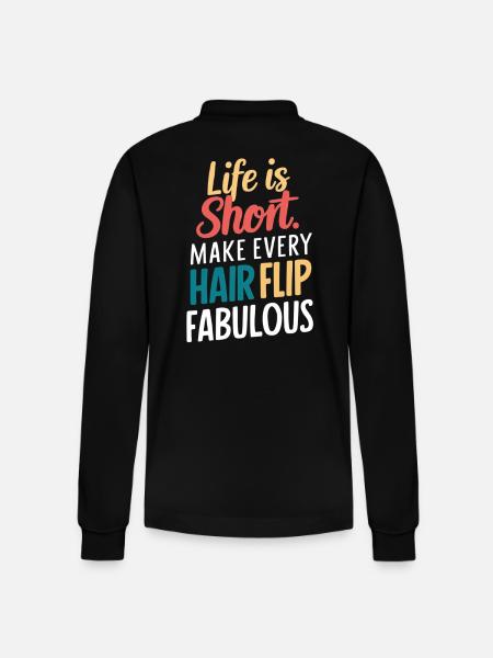 Lev kort og hårkast fabelagtig - Stanley/Stella Prepster økologisk unisex langærmet poloshirt - sort
