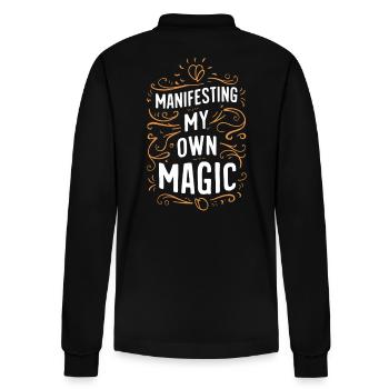 Manifestiere Deine Eigene Magie - Stanley/Stella Unisex Bio-Langarm-Poloshirt Prepster - Schwarz - Hinten - Anna (173cm)