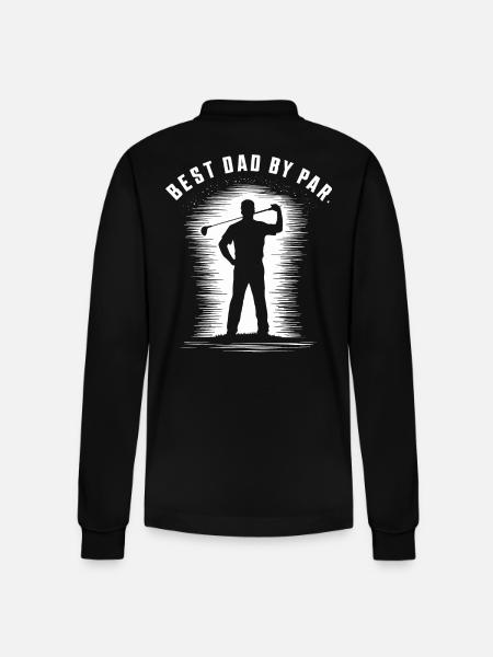 Best Dad Average Golfer Silhouette - Stanley/Stella Organic Unisex Long-Sleeved Polo Shirt Prepster - black