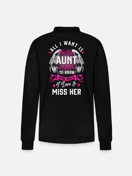 Aunt in Heaven - Stanley/Stella Organic Unisex Long-Sleeved Polo Shirt Prepster - black