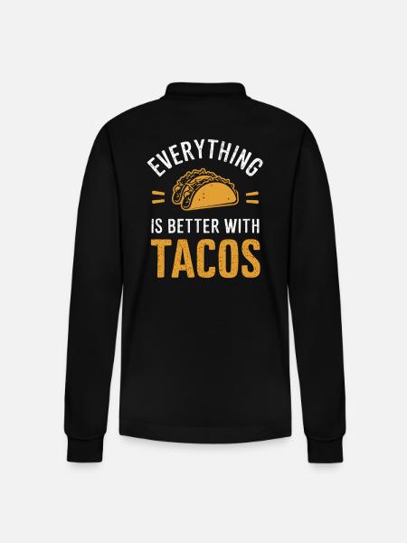 Everything is better with tacos - Stanley/Stella Organic Unisex Long-Sleeved Polo Shirt Prepster - black