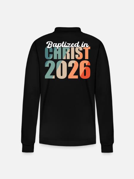 Baptized in Christ 2026 - Stanley/Stella Organic Unisex Long-Sleeved Polo Shirt Prepster - black