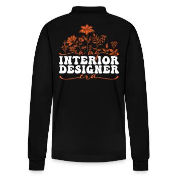 In My Interior Designer Era - Stanley/Stella Organic Unisex Long-Sleeved Polo Shirt Prepster - black - Back - Anna (173cm)