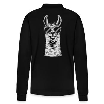 Cooles Lama Mit Sonnenbrille - Stanley/Stella Unisex Bio-Langarm-Poloshirt Prepster - Schwarz - Hinten - Anna (173cm)