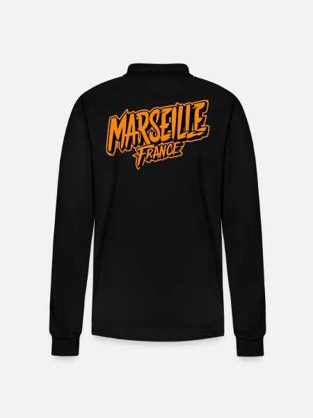 Marseille France Souvenir Highlight - Stanley/Stella Organic Unisex Long-Sleeved Polo Shirt Prepster - black