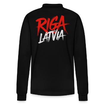 Riga Lettland Souvenir - Stanley/Stella Unisex Bio-Langarm-Poloshirt Prepster - Schwarz - Hinten - Anna (173cm)