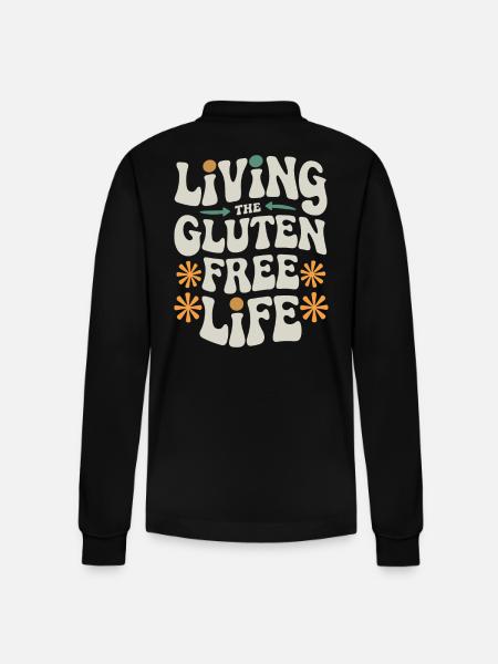 Life The Gluten-Free Life - Stanley/Stella Organic Unisex Long-Sleeved Polo Shirt Prepster - black