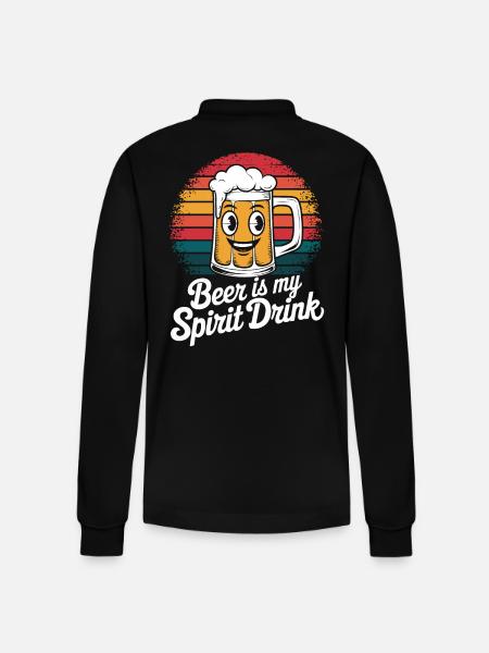 Beer is my spiritual drink - Stanley/Stella Organic Unisex Long-Sleeved Polo Shirt Prepster - black