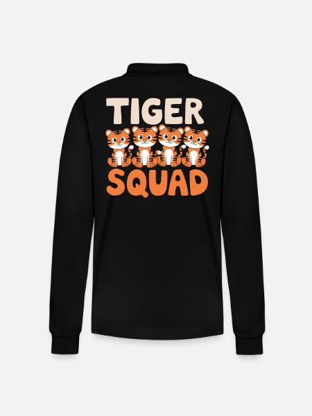 Tiger Group Design Tiger Squad - Stanley/Stella Organic Unisex Long-Sleeved Polo Shirt Prepster - black