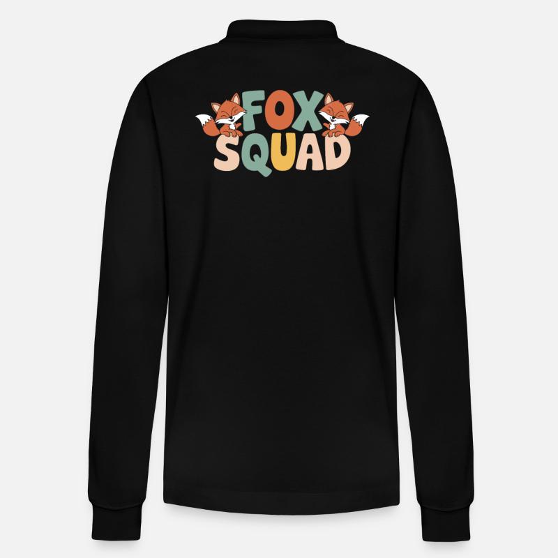 Fox Group Design Fox Squad - Stanley/Stella Organic Unisex Long-Sleeved Polo Shirt Prepster - black