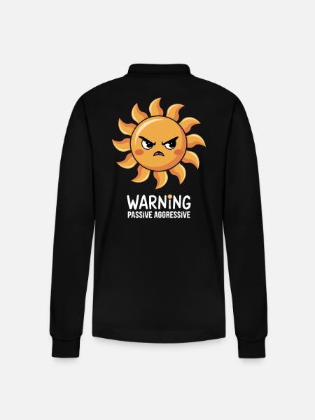 Warning Passive Aggressive Sun Face - Stanley/Stella Organic Unisex Long-Sleeved Polo Shirt Prepster - black