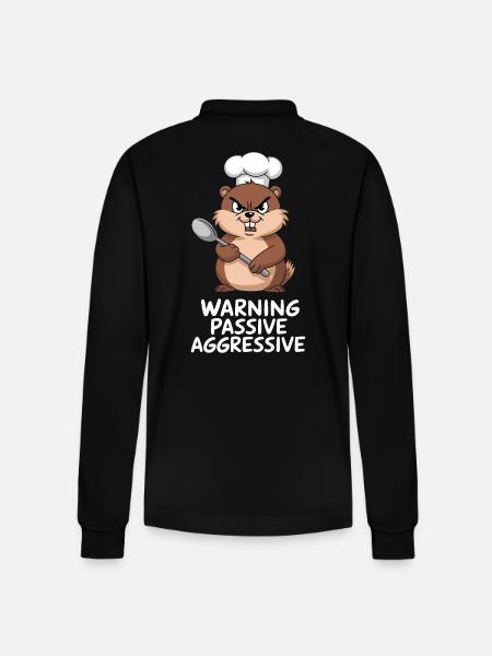 Warning Passive Aggressive Meerkat Cook - Stanley/Stella Organic Unisex Long-Sleeved Polo Shirt Prepster - black