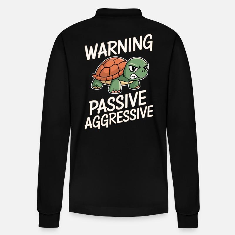 Warnung Passive Aggressive Schildkröte - Stanley/Stella Unisex Bio-Langarm-Poloshirt Prepster - Schwarz
