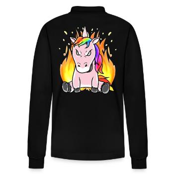 Unicorn Unicorns Horror Devil Demon Halloween - Stanley/Stella Organic Unisex Long-Sleeved Polo Shirt Prepster - black - Back - Anna (173cm)