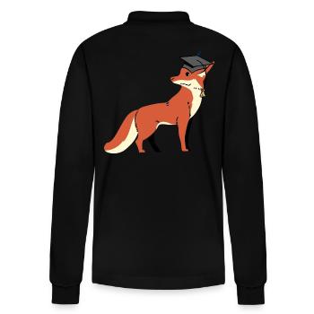 fox wisdom wise scholar learn wise - Stanley/Stella Organic Unisex Long-Sleeved Polo Shirt Prepster - black - Back - Anna (173cm)
