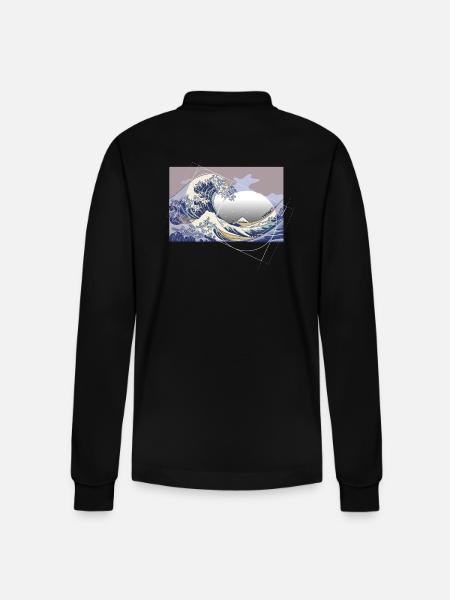 Hokusai Meets Fibonacci - Stanley/Stella Organic Unisex Long-Sleeved Polo Shirt Prepster - black