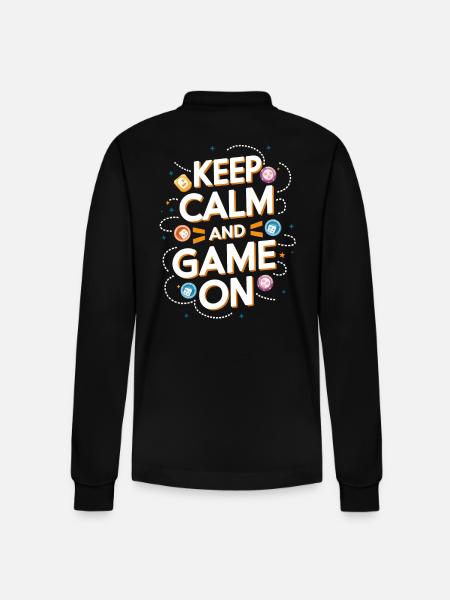 GAMER GAME ON KEEP CALM - Stanley/Stella Organic Unisex Long-Sleeved Polo Shirt Prepster - black