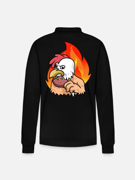 Chicken Grill Fast Food - Stanley/Stella Organic Unisex Long-Sleeved Polo Shirt Prepster - black